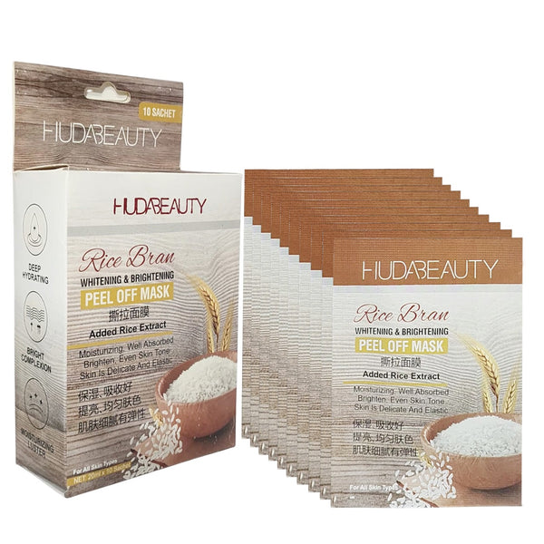 Huda Beauty 10 Pcs Rice Bran Mask  Rice Bran Mask for Facial - Facial Mask Peel off Rice Mask Cream