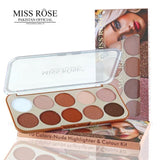 Miss Rose Make-UP 10 Color Nude-Highlighter & Contour Kit