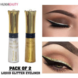 Huxia Beauty Pack Of 2 Diamond Liquid Glitter Eyeliner Gold & Silver