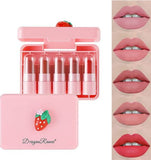 Dragon Ranee 5Pcs Long Lasting Moiturizing Matte Mini Lipistick Set