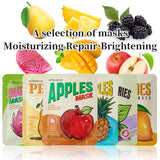 KORMESIC Pack of 6 Mango snow pear Blackberry Brightening pitaya Pineapple Apple face mask & facial mask