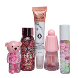 Miss Beauty Pack of 5pcs Deals teddy bear lip gloss & Glitter Eye Shadow & Liquid Blusher & Jelly Lip Glaze & Lip Oil