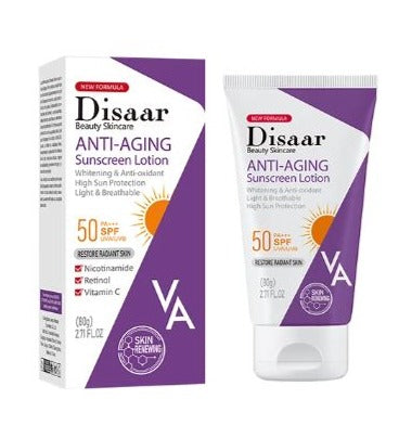 Disaar Anti-Aging Sunscreen Cream SPF50 80g Nicotinamide Retinol Vitamin A Uv Protection Lotion Anti-Oxidant High Sun Protection