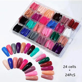 Pack Of 06 Nails Deal Artifical Nails 576Pcs And Nail Polish Nial Stamper & Nail Brush Nial Glue & Nails buffering File