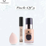 MISS ROSE Concealer Purely Natural Foundation And Blender - 3 Pcs Set