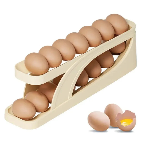 New Kitchen Home Refrigerator scrolling Double Layer Automatic Egg Scrolling Rack