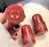 GEGE Bear Seal Lipstick With Mirror Long Lasting Moisturizing Non-stick Cup Clear Lip Glaze Waterproof Jelly