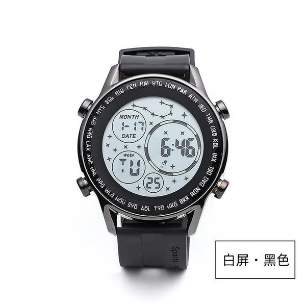 New Digital Black Luminous Silicone Strap Time Reporting Outdoor Sports Watch for Men With Gift Box