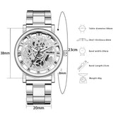 New Trending Luxury Analog Skeleton Golden Quartz Stainless Steel Watch For Men With Gift Box