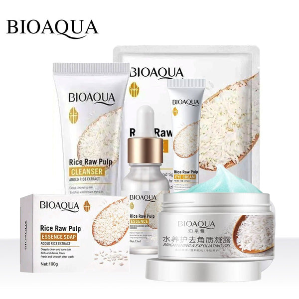BIOAQUA Pack Of 6 Rice Raw Pulp Glow Moisturizing Series