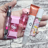 Miss Beauty Pack of 5pcs Deals teddy bear lip gloss & Lip Oil & Liquid Blusher & Pop Lip Gloss & Lip Mirror Gloss