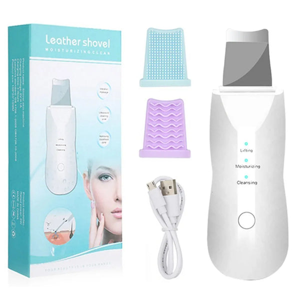 Rechargeable Shovel Skin Scrubber, Deep Vibrate Facial Cleaner, Ultrasonic Face Spatula, Peeling Blackhead Remover Facial Massager, Facial Skin Ultrasonic Scrubber, Cavitation Vibration Peeling Massager, Acne Blackhead Remover