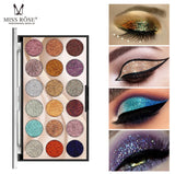 Miss Rose 18 Colors Sequins Glitter Powder High Gloss Pearly Eye shadow Palette