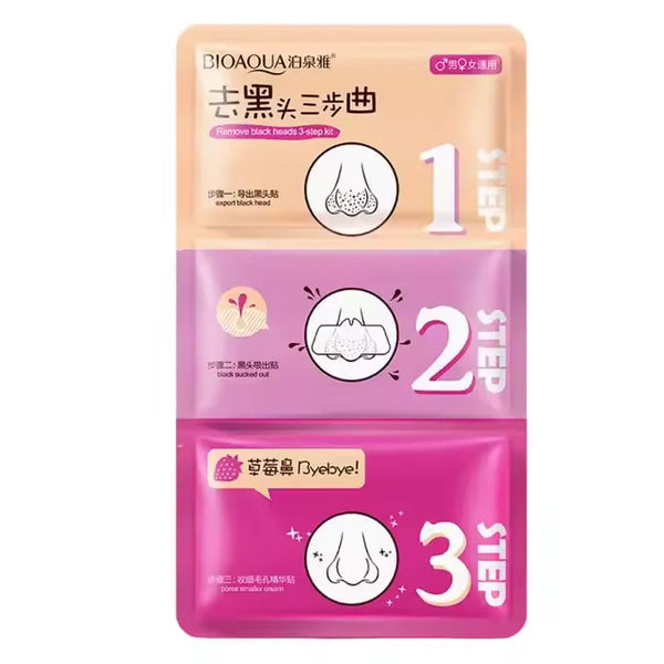 BIOAQUA 3 Steps Blackhead Remover Nose Mask Pores 7*3g BQY06708
