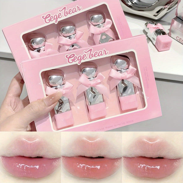Gege Bear Bow High Quality Lip Gloss – 3 Pcs Set