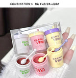 CAPPUVINI Set Of 3  Stain-resistant Straw Cup Lip Gloss Moisturizing Water Light Mirror Lip Glaze Waterproof