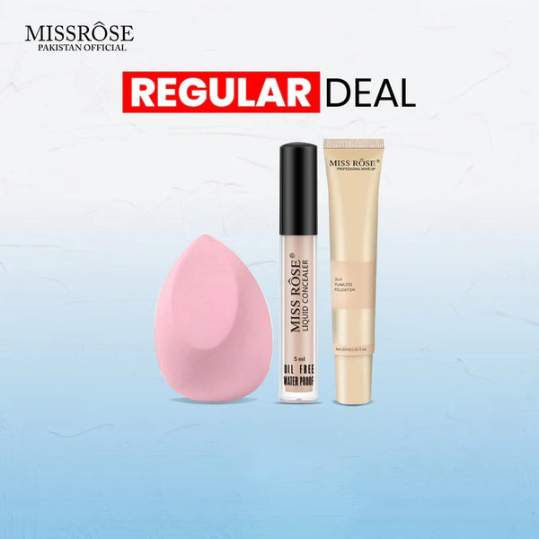 Miss Rose 3 PC Regular Deal Silk Foundation Concealer & Blender