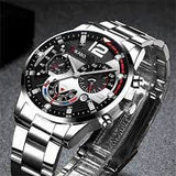 GENEVA Watch for Men Creative Six-Pin Watch Alloy Steel Band Quartz New Luxury Men Wrist Watch with Gift Box