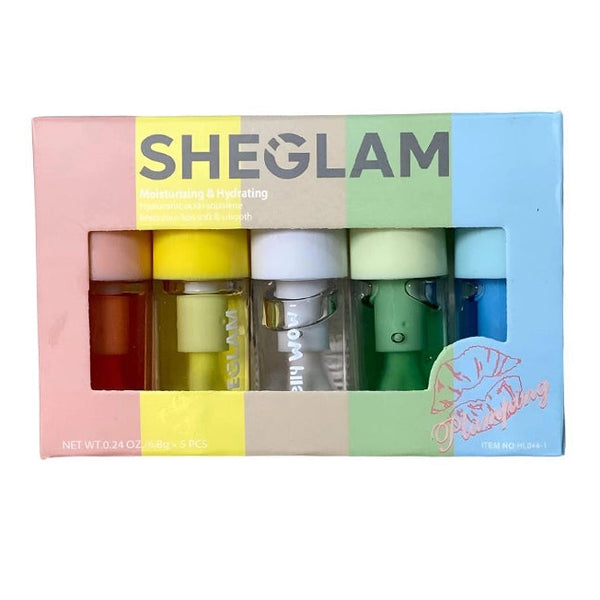 SHEGLAM Pack Of 05 Jelly Wow Hydrating Lip Oil-Grapefruit Glow Moisturizing Clear Lip... each Lip Gloss