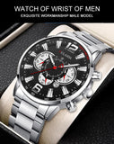 FULAIDA Watch for Men Stainless Steel Quartz Wrist Watch Business Casual chain Watch Luminous Clock with Gift Box