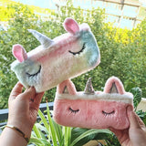 Miss Beauty New 1 Piece Magical Unicorn Portable Carry Bag Plush Mobile, Cosmetics And Jewellery Pouch For Women And For Girls