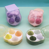 Miss Beauty New 1 Box 4pcs Transparent Kitty Box Pack Makeup Sponge 4 Color Beauty Sponges Cosmetics Puff