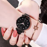 New Women Mesh Magnet Buckle Starry Sky Luxury Fashion Analog Wrist Watches for Girls