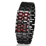 New Lava Led Digital Alloy Bracelet Black Metal Stylish Chain Wrist Watch For Men With Gift Box