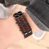 New Lava Led Digital Alloy Bracelet Black Metal Stylish Chain Wrist Watch For Men With Gift Box