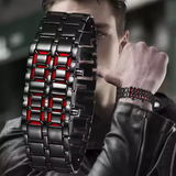 New Lava Led Digital Alloy Bracelet Black Metal Stylish Chain Wrist Watch For Men With Gift Box