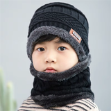 Miss Beauty Random Color Unisex Black Woolen Cap And Neck Muffler Set for Men & Women