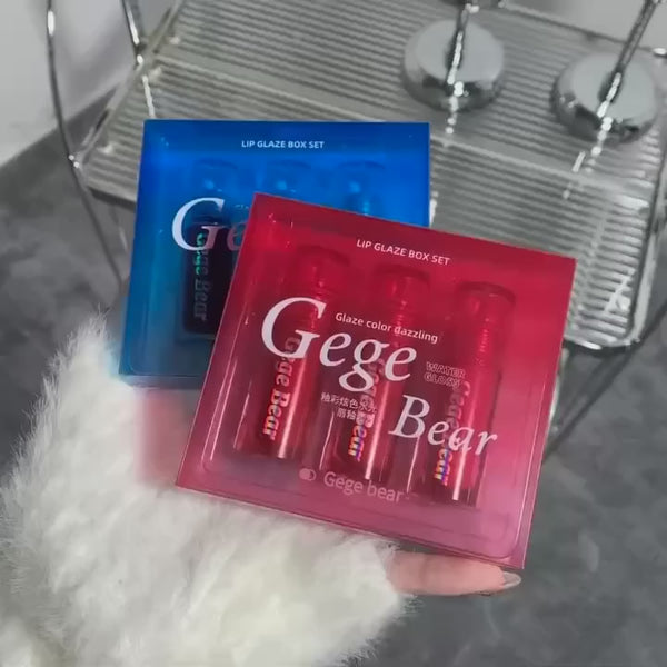 GEGE BEAR pack Of 3 Water gloss lip glaze thin Moisturizing set box GX1115