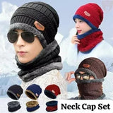 Miss Beauty Random Color Unisex Black Woolen Cap And Neck Muffler Set for Men & Women