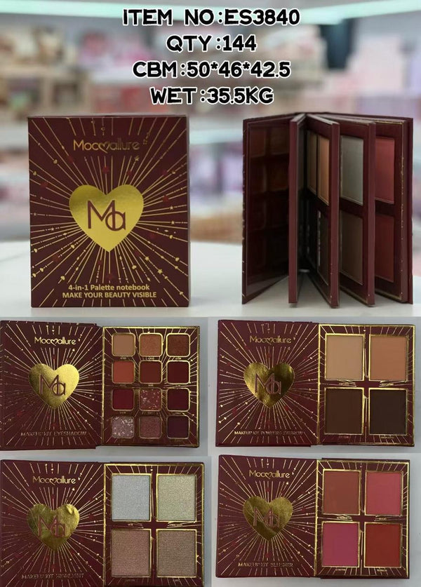 Mocmallure 4 in 1 Red Mini beauty book palette