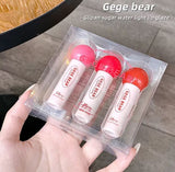 GEGE Bear 3Pcs Lollipop Candy Water Lip Gloss Set Glaze Set Shiny Water Mist Lipstick