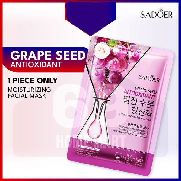 SADOER 1 Pc Grape Seeds Moisturizing Facial  Sheet Mask