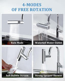 Multifunctional Kitchen Sink Waterfall Faucet Pressurized Bubbler Splash-proof 4 Modes Spout Bathroom Basin Tap Extender Adapter