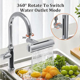 Multifunctional Kitchen Sink Waterfall Faucet Pressurized Bubbler Splash-proof 4 Modes Spout Bathroom Basin Tap Extender Adapter