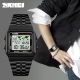 SKMEI Original Digital Sports Countdown Fashion Stainless Steel Waterproof Wrist Watch For Men & Boys/ with Brand Box & Bag 1338