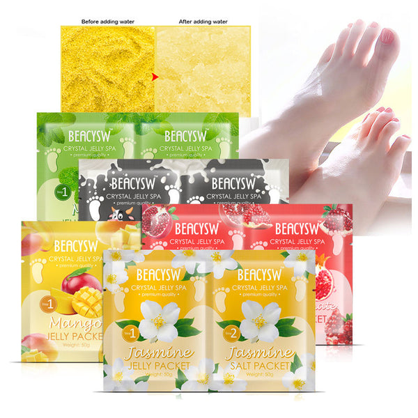 BEACYSW Fruity Pedicure Kit Foot Bath Jelly Spa Soak Foot Skin Care Jelly and Sea Salt 2 Steps