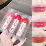 GEGE Bear 3Pcs Lollipop Candy Water Lip Gloss Set Glaze Set Shiny Water Mist Lipstick