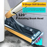 New 3 in 1 Cleaning Brush with Wiper | Double Sided Scrubber Brush with Long Handle