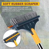 New 3 in 1 Cleaning Brush with Wiper | Double Sided Scrubber Brush with Long Handle